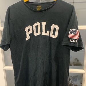 Ralph Lauren Black Short Sleeve Tee with Bold Logo A12